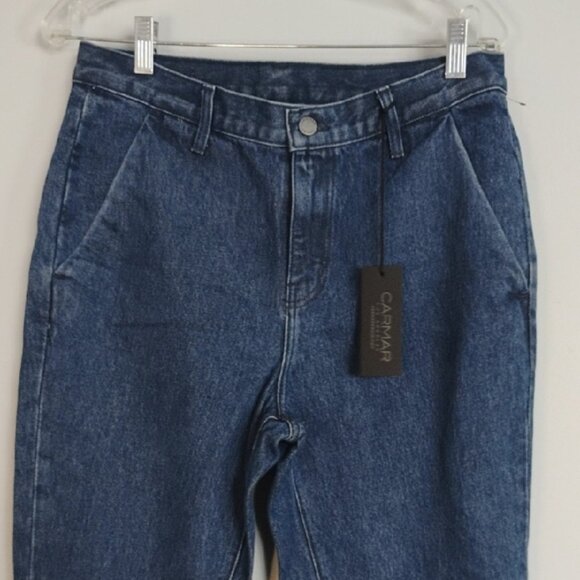 Carmar Aliena Athletic Jogger Blue Jeans - Red Stripe Elastic Band Ankle Size 28 - Picture 4 of 9